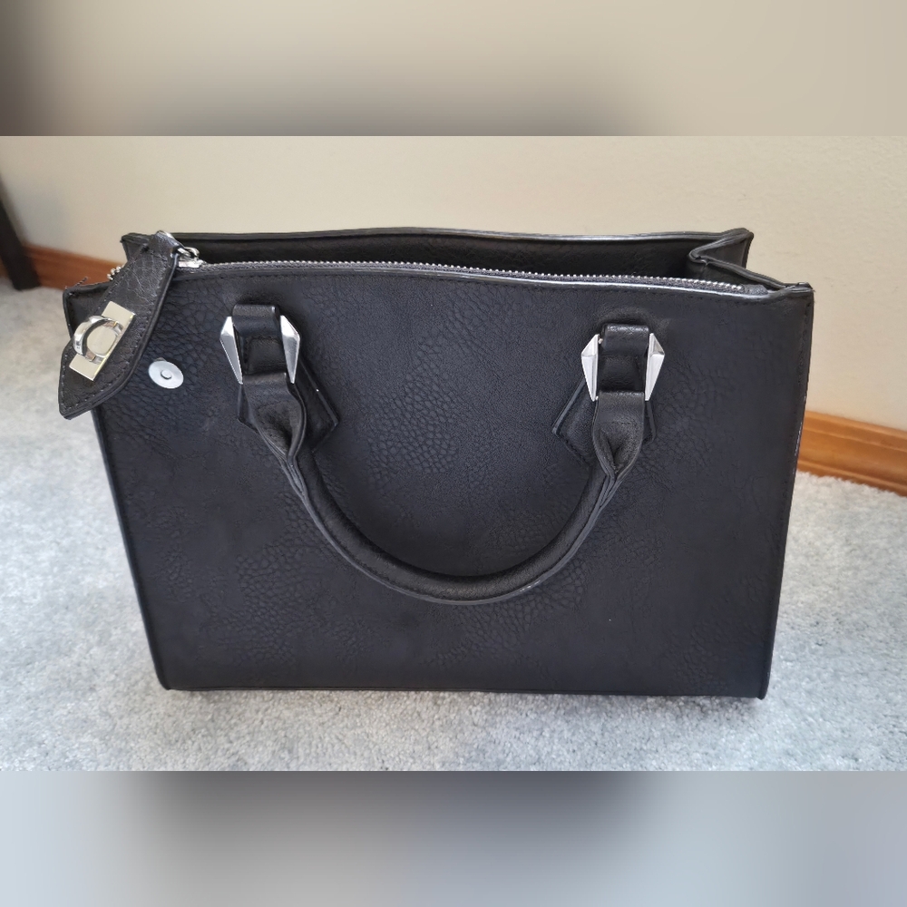 Charming Charlie Black 3 Compartment Purse With Wallet And Strap